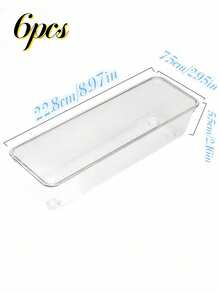 6Pcs Universal Transparent Drawer Cup And Fork/Spoon Storage Box, Desktop Arrangement Storage Box, Portable Drawer Storage Organizer, Desktop Organization Storage Box, Cutlery Divider Box, Drawer Storage Set - Multicolor - View 14