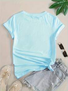 Women's T-Shirts And Tops, Ladies' Fashion - 淺藍色 - 查看 2