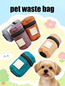 Pet Corduroy Poop Bag, Essential Magic Accessory For Dog Walking, Pet Poop Collector, Poop Dispenser Bag, Portable Pet Training Bag, Treat Bag, Age Bag, Pet Supplies - View 1