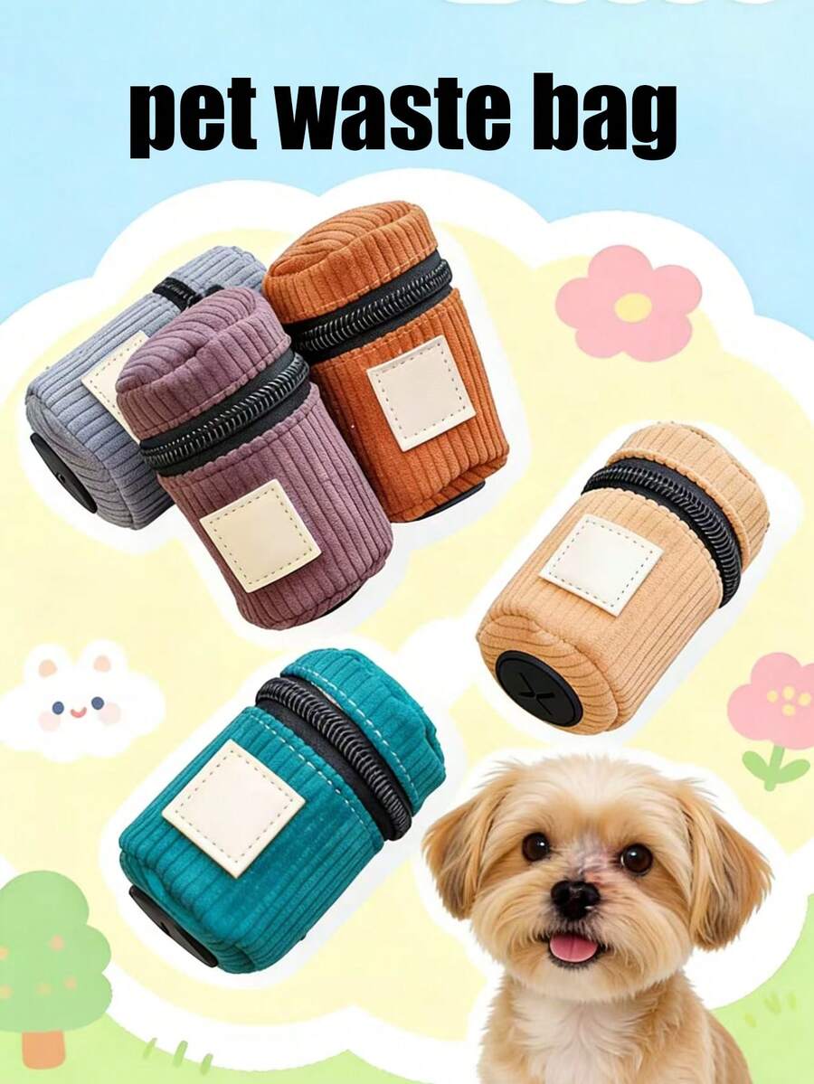 Pet Corduroy Poop Bag, Essential Magic Accessory For Dog Walking, Pet Poop Collector, Poop Dispenser Bag, Portable Pet Training Bag, Treat Bag, Age Bag, Pet Supplies - View 1