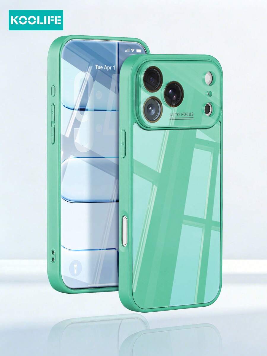 KOOLIFE 1件 薄荷綠大窗相機鏤空手機殼,亮面透明 PC+TPU 混合防震保護殼,極簡 Ins 純色設計,全鏡頭加高保護防刮硬殼,適用於 iPhone 18 Pro/18 Pro Max/17/17 Pro/17 Pro Max/17 Air/16/15/14/13 - 碧青色 - 查看 1