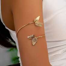 1 buah Gelang Lengan Kupu-kupu Berongga 3D Elegan, Unik, Kreatif, Serbaguna, dan Bergaya Niche, Cocok untuk Pemakaian Sehari-hari Wanita - Emas - View 1