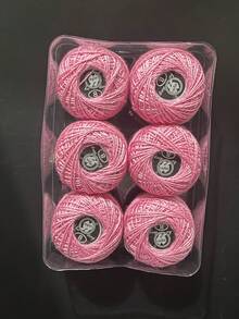 6pcs/Box Solid Color Lace Thread, Mini Spools, Approx. 25m/Spool, Boxed Cross Stitch Cotton Thread, Multi-Color Ball-Shaped Pure Cotton Embroidery Thread Set, Suitable For Crafters And Sewing Classes, Casual Country Style Handmade Accessories - Solid Color No. 8 Lace Thread - View 6