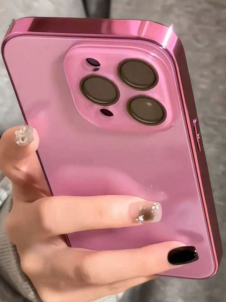 1 Stylish Phone Case, Does Not Include Lanyard Or Stand. Minimalist Design In A Sleek Solid Color, Frameless, With A Protective Lens Film, Compatible With 16 ProMax, 13/14 Pro, Anti-Fingerprint, Compatible With 15/15 ProMax, Water-Resistant, Shockproof, Drop-Proof, And Scratch-Resistant. - Hot Pink - View 1