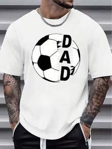 papá - Camiseta casual de manga corta para hombres con pelota de fútbol y estampado de PAPÁ, gris claro, estilo verano, cuello redondo, ropa casual  Ropa temática de fútbol  uste cómodo, reg - Negro - Ver 1