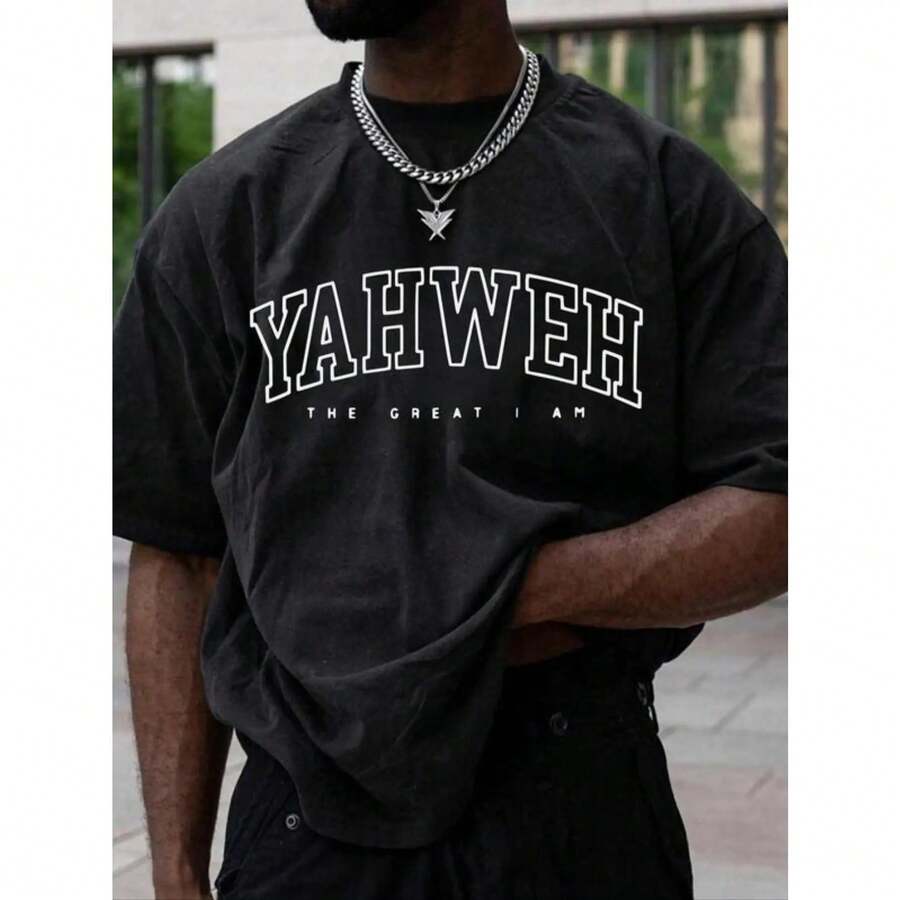 T-Shirt als Ausdruck des Glaubens: "Jahwe – Der Große Ich Bin" als spirituelles Zeichen der Anerkennung - Schwarz - Übersicht 1