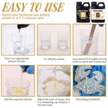 QIAO Crystal Clear Epoxy Resin, 1:1 AB Resin & Hardener, Bubble Free Self-Leveling Casting Resin For DIY Crafts - Clear - View 5