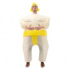 1pc Adult Inflatable Sumo Costume, Fits Height 1.5-2m, Suitable For Christmas, Cosplay, Anime Role Play, Party, Stage Performance And Masquerade - Yellow Sumo - View 9
