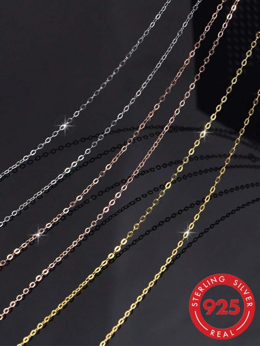 1pc S925 Silver Clavicle Chain Necklace Without Pendant, O-Shape Chain, Long Sweater Chain, Classic Silver Chain, Suitable For Multiple Occasions, Great Gift Choice