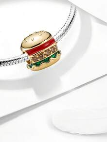1pc Hamburger Shaped Beaded Pendant, Suitable For DIY Jewelry, Daily Outfit Decoration, Women Gift - Hamburger - View 4