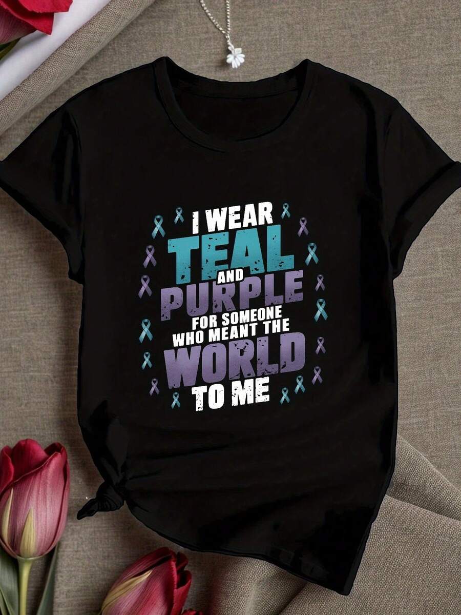Camiseta cómoda para mujer con mensaje de concienciación sobre la prevención del suicidio.