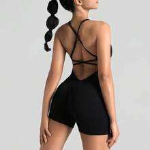 Mono corto de yoga sexy y ajustado para mujer, sin costuras en la espalda, transpirable y de secado rápido, para gimnasio, correr, pilates, fitness y yoga. - shenhui - Ver 11