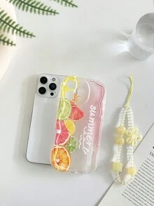 奶油波浪邊亮面塗漆防震手機殼，附手工串珠花朵手鍊，適用於 iPhone 16/11/16pro/16plus/16promax/16e/15Promax/13/14/12/XS/XR/7G/8P、 Galaxy、Redmi 10/9/Note9/12c/Note11pro/Note8Pro 防震手機保護殼 - 彩色 - 查看 5