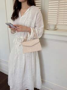New Versatile Retro Small Square Bag Niche Design Textured Crossbody Small Bag Handheld Minimalist Shoulder Bag For Women - Pink - View 6