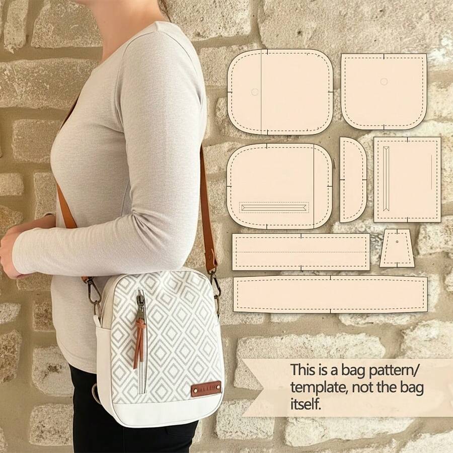 Pola Jahit Tas Selempang Pebble, Pola Jahit Tas Tangan Wanita Skala 1:1, Pola Jahit Tas Tangan Bergaya, Pola Jahit Kerajinan Tas Buatan Tangan, Pilihan Hadiah Sempurna untuk Pemula dan Pecinta Jahit - Tas Selempang Pebble - View 1