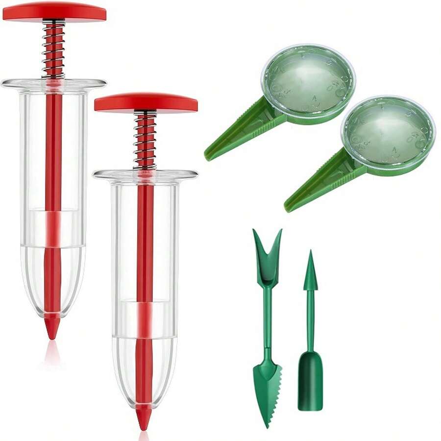 6pcs Sowing Set, Manual Mini Seeder, Plastic Seeder, Suitable For Various Seed Sizes, With 5-Level Adjustable Seedling Seeder, Portable Tool For Potted Seedling, Seed And Vegetable Planting, Includes Two Seed Seeders And Two Small Tools - Seeding Kit - 6-piece Pack - View 1