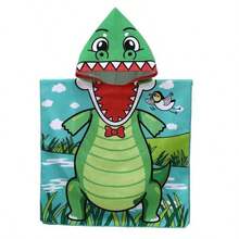 1pc Kids Hooded Cape Bath Towel, Soft Absorbent Cartoon Print Quick-Dry Beach Towel, Cute Bathrobe For Boys And Girls - Multicolor - View 18
