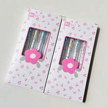 4/1 Pc. Stylo à bille à clic imprimé floral mignon, style frais. 0,5 mm. Encre noire. Stylo élégant, séchage rapide, écriture fluide pour les examens. Stylo pour projets. Stylo pour journal intime. Stylo-plume. Fournitures scolaires. Saison de la rentrée scolaire. Cadeau. - Imprimé floral, frais et mignon - Voir 8