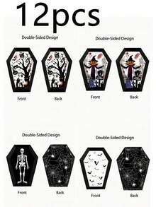 24pcs/12pcs/8pcs/4pcs/1pc Halloween Themed Gift Boxes, Featuring Grave, Coffin, Skull, Bat, Spider Web And Spider Patterns, Suitable For Halloween Party, Day Of The Dead Celebration, Carnival And Haunted House Props - One Size Fits All - View 10