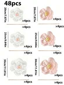 48/6pcs White Crepe Paper Flowers Wedding Decoration, Suitable For Wedding, Spring/Summer Wedding Celebration, Birthday Party And Holiday Events. These Paper Flowers Can Be Used For Wall, Hanging And Arch Decoration To Create Event Atmosphere - Multicolor - View 16
