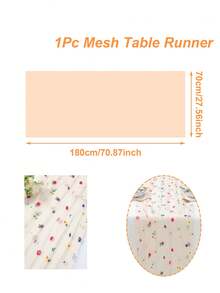 1pc Champagne Embroidered Floral Mesh Table Runner, Birthday Party Tablecloth, Tablecloth, Tablecloth, Birthday Decoration, Birthday Party Supplies, Baby Shower Decoration, Birthday Gift, Party Favor, Wedding Decoration Supplies, Baby Shower, Gender Reveal Party, Bridal Shower, Home Decor, Room Decor, Kitchen Table Cover, Wedding Arch Fabric - Champagne Gold Embroidered Flowers - View 13