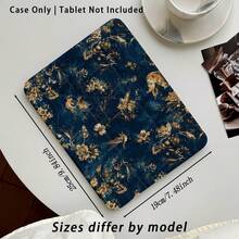 Floral And Rabbit Pattern Painted Effect Acrylic Crystal Tablet Protective Case, With Stand, Foldable Anti-Bend, Silicone Reinforced Corners, Auto Wake/Sleep Function, Built-In Pen Slot, Multi-Angle Foldable Stand - - Style 15 - View 3
