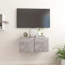 vidaXL Wall-Mounted TV Cabinet Set, Concrete Grey, 60 X 30 X 30 Cm, Engineered Wood, Modern Living Room Shelf, Rectangular TV Stand, Space-Saving Furniture Set, Wooden Wall Unit - Concrete Dust - View 1