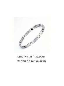 Unisex Minimalist Geometric Rhombus Link Bracelet, 2 Colors Waterproof Adjustable Daily Wear Accessory Gift - Silver - View 2