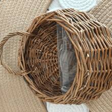 1pc Rustic Oval Wall Hanging Planter Basket Set - Indoor & Outdoor Striped Pattern Woven Baskets For Bonsai & Plants - Rustic Style Decor With Multiple Components - Handmade Willow Hanging Pots For Garden And Home Decor - Multicolor - View 6