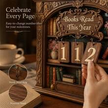Cross-Border Hot Seller: Wooden Library Book Counter, Wooden Home Decor, American Vintage Ornament, Book Reading Counter, Reading Tracker Sign, Annual Wooden Book Reading Record, Day Counter, Decorative Item - Roman Column Counter - View 6