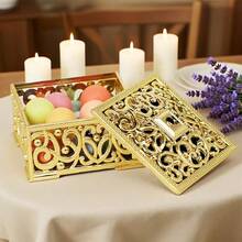 European Style Hollow Gold Wedding Candy Box, Wedding Favor Candy Box, Wedding Gift Storage Box, Wedding Return Gift Candy Packaging Box, Party Holiday Gift Candy Box, Mini Square Wedding Favor Box, Candy Jewelry Universal Storage Gift Box, Halloween Candy Box (Minor Flaws) - View 5
