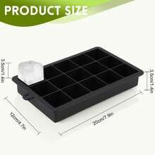 Vassoio per cubetti di ghiaccio in silicone, set da 3 pezzi (con coperchi rimovibili), ideale per fare cubetti di ghiaccio e risparmiare spazio nel congelatore; perfetto per bevande, cocktail e whisky; Colori: Nero - nero - Visualizzare 2