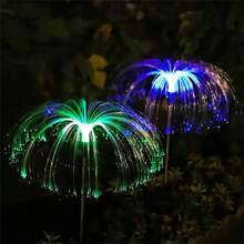 Solar Powered 7 Color Changing Fiber Optic Jellyfish Stake Lights, Waterproof Star Top LED Xmas Tree Pathway Lamp For Outdoor Yard, Lawn, Garden Holiday Decorations - Fiber Optic Jellyfish Ground Insertion - View 12