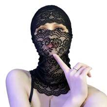 1件裝性感黑色蕾絲花卉鏤空裝飾面具，薄款透氣女性面部遮罩，舞台表演 Cosplay 道具，萬聖節 - 彩色 - 查看 15
