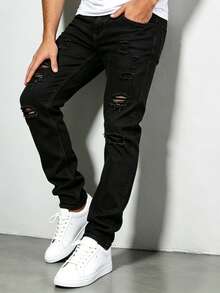 Teenager Black Distressed Denim Jeans - Black - View 4