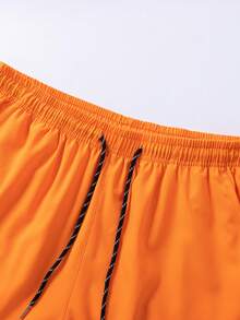Men's Versatile Fashion Printed Design Sports Shorts, Suitable For Athletic Wear - Orange - View 3