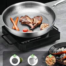 1pc Hammered Texture Wok, Physical Non-Stick Frying Pan, Scratch-Resistant, Even Heat Distribution, Compatible With Induction Cooktop And Gas Stove, Home Kitchen Cooking - View 4
