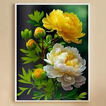 1PC DIY 5D Diamond Painting Kit Peony Flower Pattern - Round Full Drill Art Mosaic Craft, Home Wall Decor, Frameless - No Frame - View 2