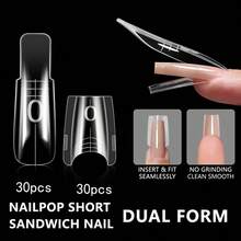 60 Pcs/Bag Sandwich Nail Molds Square Almond Shape Reusable Nail Forms With Guide Lines 15 Sizes Nail Extension Molds Salon & Home DIY Manicure Tools - Multicolor - View 12