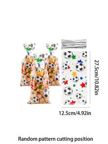 20pcs Football OPP Popcorn Bags, Transparent Football Pattern Gift Bags With Silver Twist Tie, Football Party Favor Bags, Suitable For Birthday, Party Supplies, Holiday Party Decorations, Gift Wrapping, Snacks Baking, Wedding Party, Football Theme Party - A - View 8