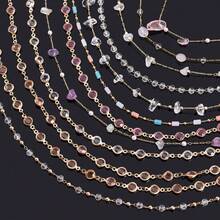 1m Fashionable Multi-Style Colorful Glass Rhinestone Asymmetrical Stone Copper Clasp Bead Chain For Handmade DIY Bracelets, Necklaces And Clothing Accessories - DIY Chain - View 4
