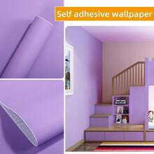 1 Roll Self-Adhesive Thickened Matte Wallpaper Sticker, Living Room Bedroom Wardrobe Furniture Renovation Sticker, Cabinet Sticker, Solid Color Waterproof Contact Paper, Multiple Colors Available. - Solid Color - View 24