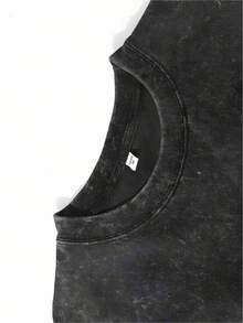 Camiseta Estampada He Left A 99, 1 Pieza, 230g, Algodón Lavado de Alta Calidad con Estampado de Cera, Camiseta de Marca Retro de Moda, con un Grosor Adecuado para Camisetas de Verano, Rega - Negro - Ver 6