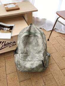 1pc Boys Girls Tie-Dye Nylon Zipper Closure Fashion Backpack Student School Bag Suitable For All Seasons Daily Use - A - View 13