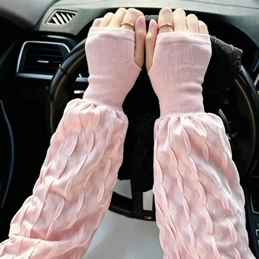 溫柔仙女風蕾絲防曬冰絲袖套 薄款寬鬆防曬袖套 女款冰絲袖套 夏季時尚 - A - 查看 1
