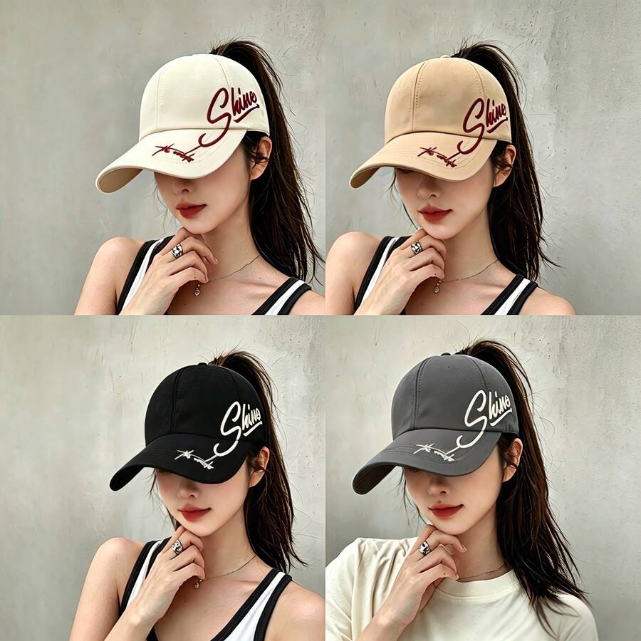1pc New Versatile Baseball Cap For Women, Korean Style Wide Brim Baseball Cap, Sun Protection, Suitable For Spring, Summer, Autumn, Winter, All Seasons, Makes Face Look Smaller