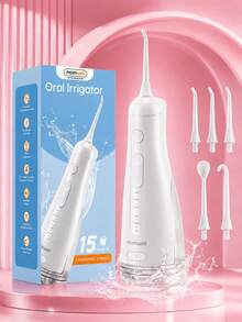 Mornwell F42 Portable Cordless Water Flosser, Wireless Dental Water Flosser Set, 300ML Tank, 15 Cleaning Modes, 5 Jet Tips, IPX7 Waterproof USB Rechargeable Oral Irrigator, Water Jet Floss For Travel Gifts - Multicolor - View 9