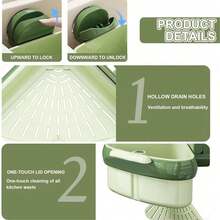 Suction Cup Sink Strainer Basket Automatic Dump Sink Trash Collector, For Storing Food Scraps. Triangular Sink Sponge Storage Rack (Color: Green, Orange) - Suction Cup Strainer Basket Suitable For Kitchen And Bathroom Sinks. - View 10