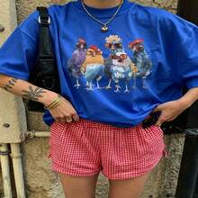 Cute Daily Casual Graphic T-Shirt 100% Cotton Oversized Soft Breathable Casual Crewneck Short Sleeve Top Aesthetic Daily Fashion Lovers Casual Wearers  Basic Vintage Minimalist Style Gift Givers Holiday Gift - 藍色 - 查看 18