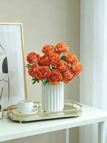 5pcs Realistic Silk Peony Artificial Flowers, Suitable For Wedding, Valentine's Day, DIY Crafts, Home Decor, Spring Decoration And Outdoor Decor - Orange - View 8